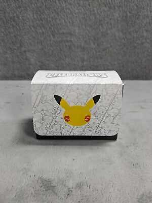 Pikachu-themed 25th Anniversary Celebrations Elite Trainer Box featuring a yellow Pikachu face design and protective case.